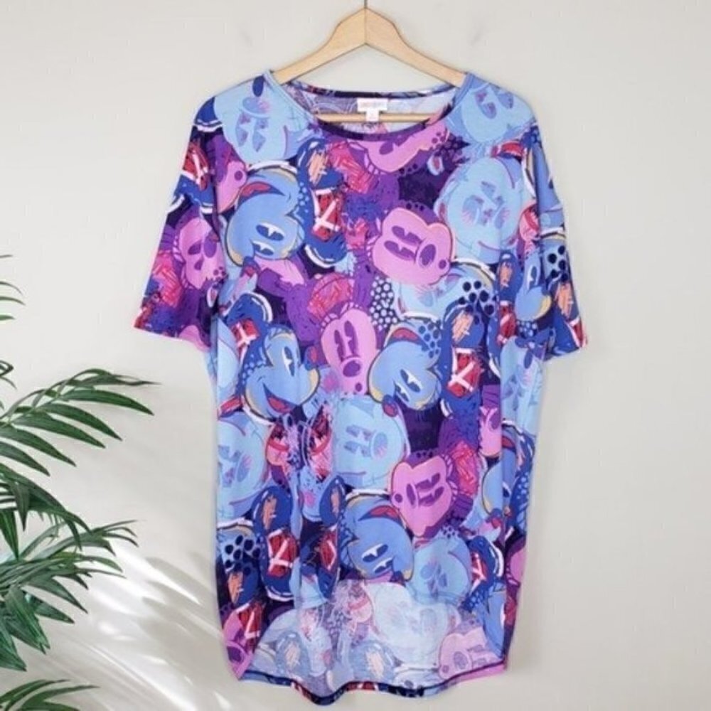 LuLaRoe Disney Mickey Mouse Print Irma Size Small Purple Pink